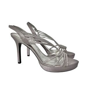 Touch of Nina Sliver Sparkle Sandal Heels size 8.5